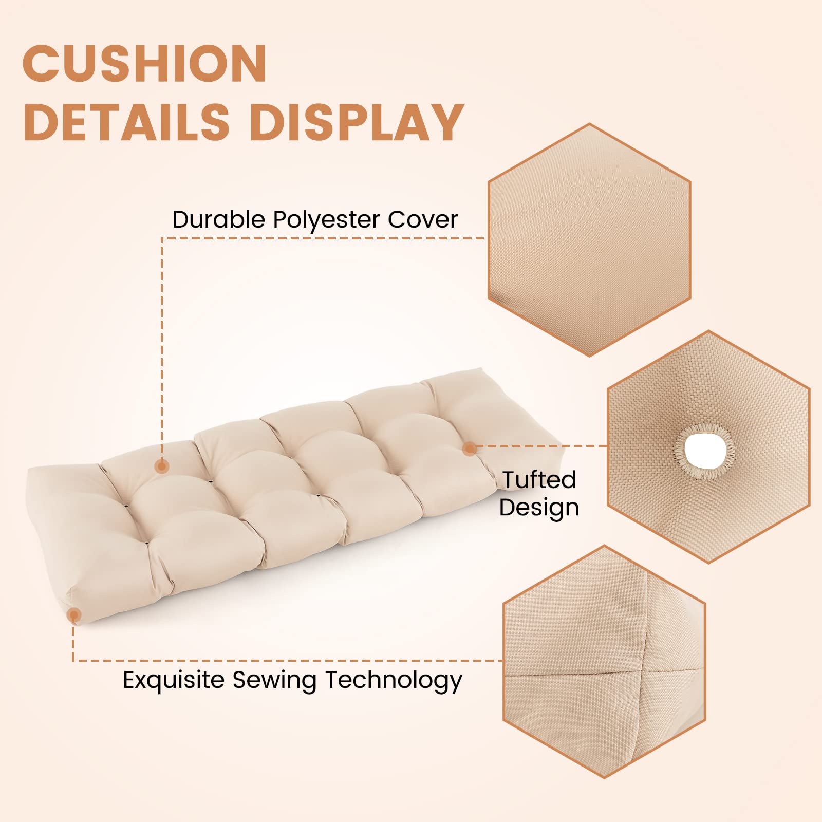 Giantex Indoor Outdoor Bench Cushion, 132 x 49 x 15 cm Patio Chair Cushions