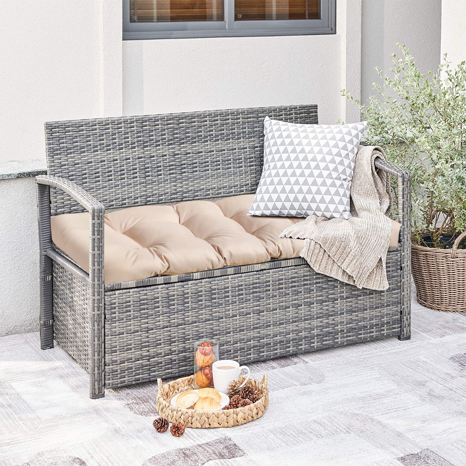 Giantex Indoor Outdoor Bench Cushion, 132 x 49 x 15 cm Patio Chair Cushions