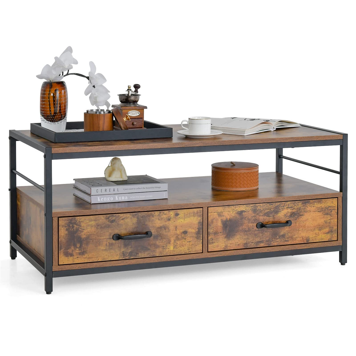 Giantex Industrial Coffee Table with Storage