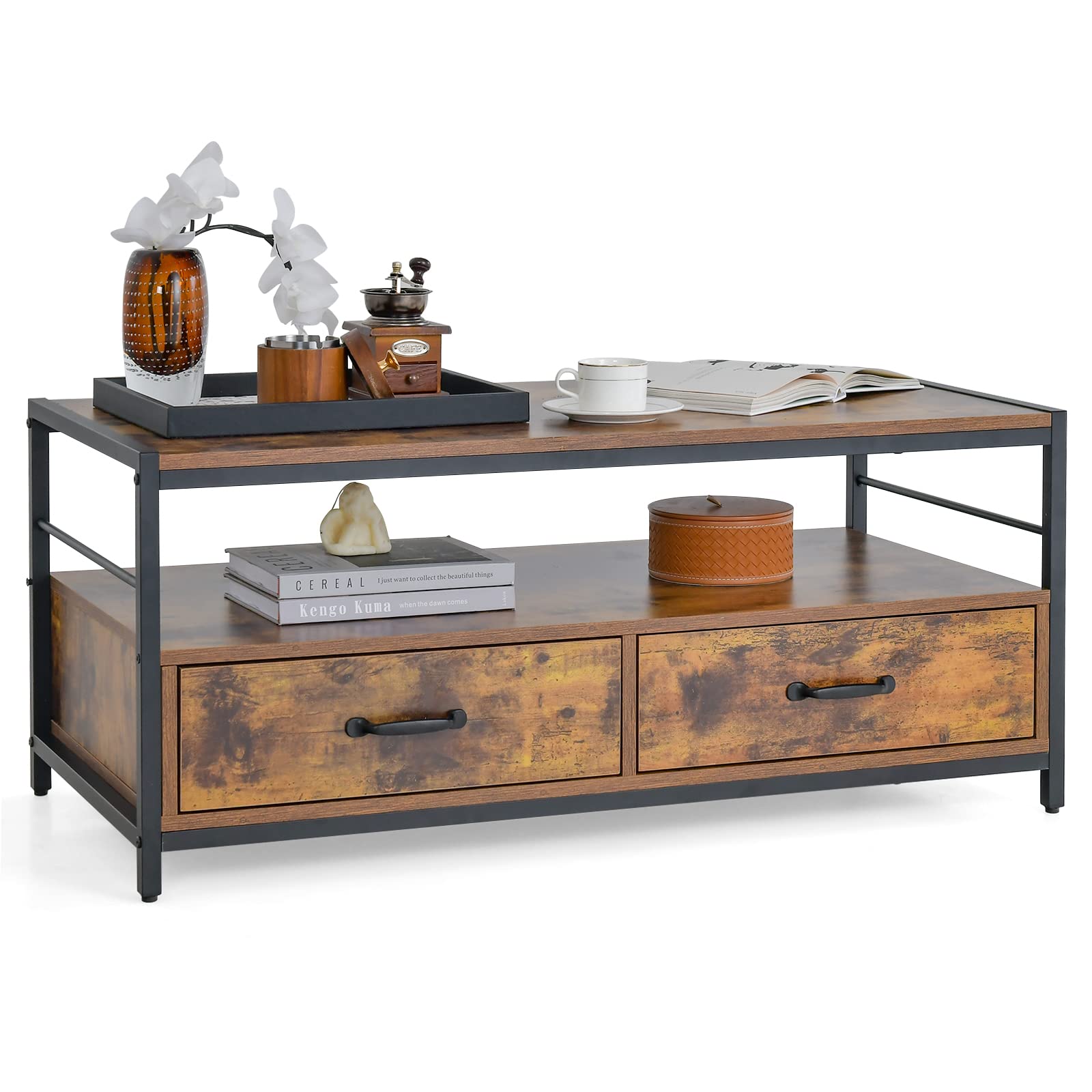 Giantex Industrial Coffee Table with Storage