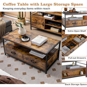 Giantex Industrial Coffee Table with Storage