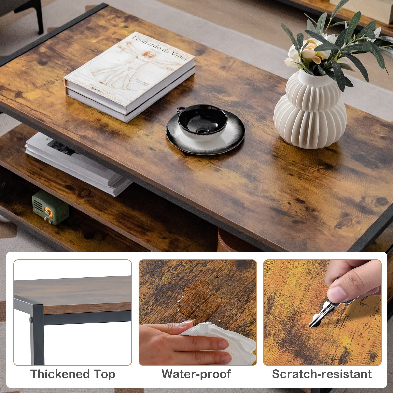 Giantex Industrial Coffee Table with Storage