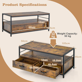 Giantex Industrial Coffee Table with Storage