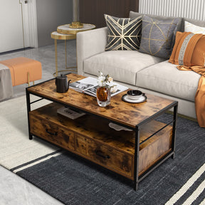 Giantex Industrial Coffee Table with Storage
