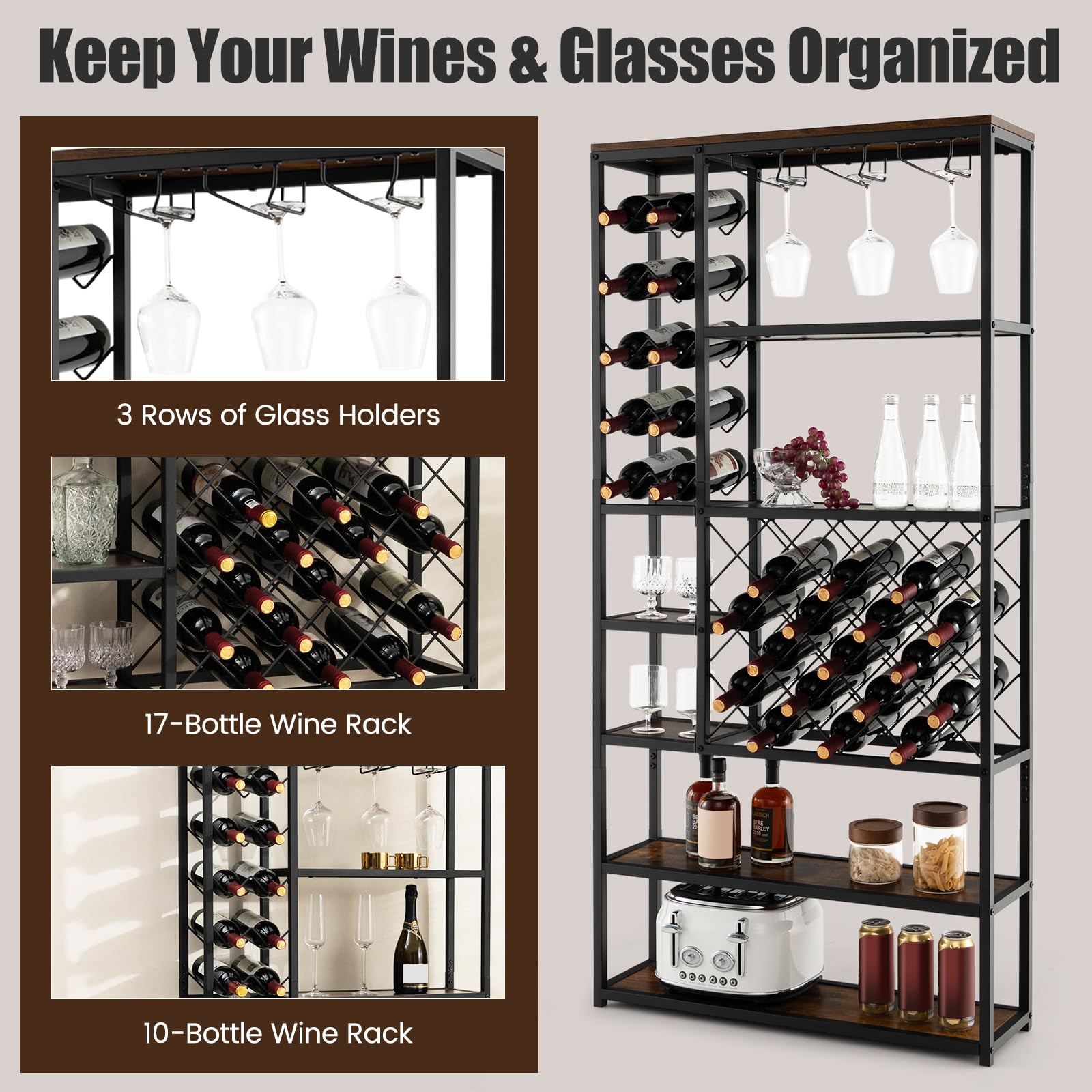 Giantex Industrial Floor Wine Rack, Freestanding Wine Rack
