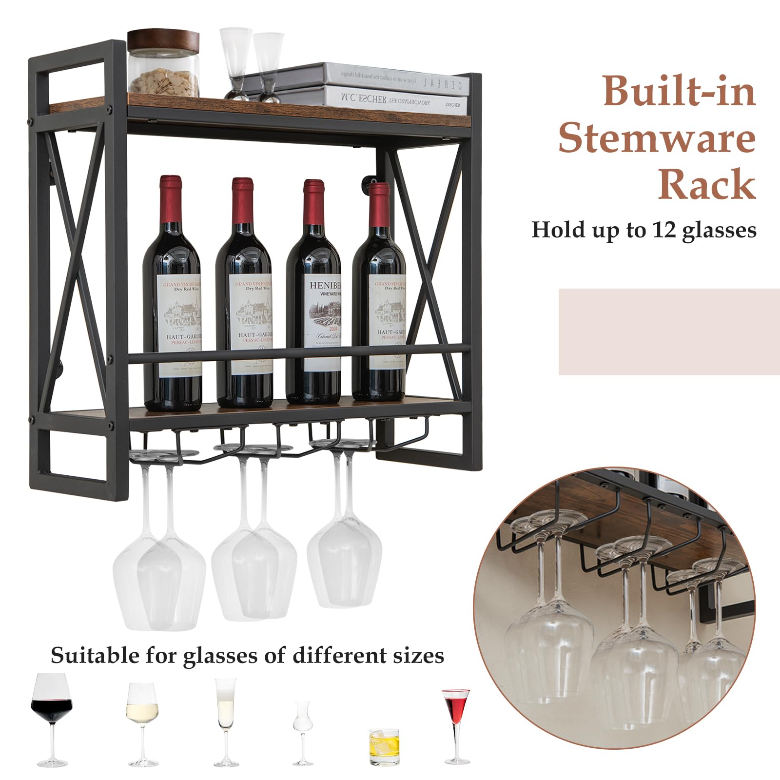 Giantex Industrial Wall Mounted Wine Rack