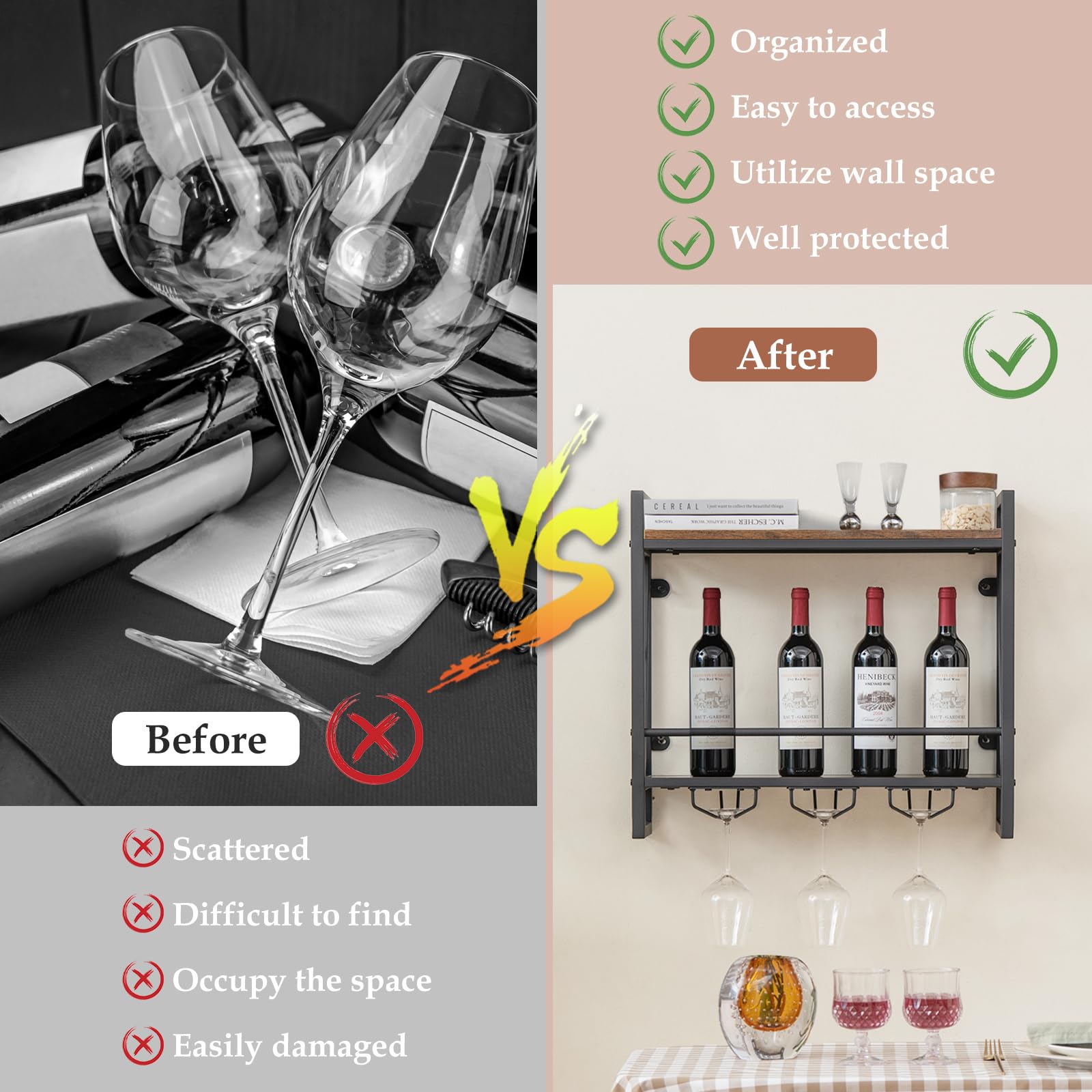 Giantex Industrial Wall Mounted Wine Rack