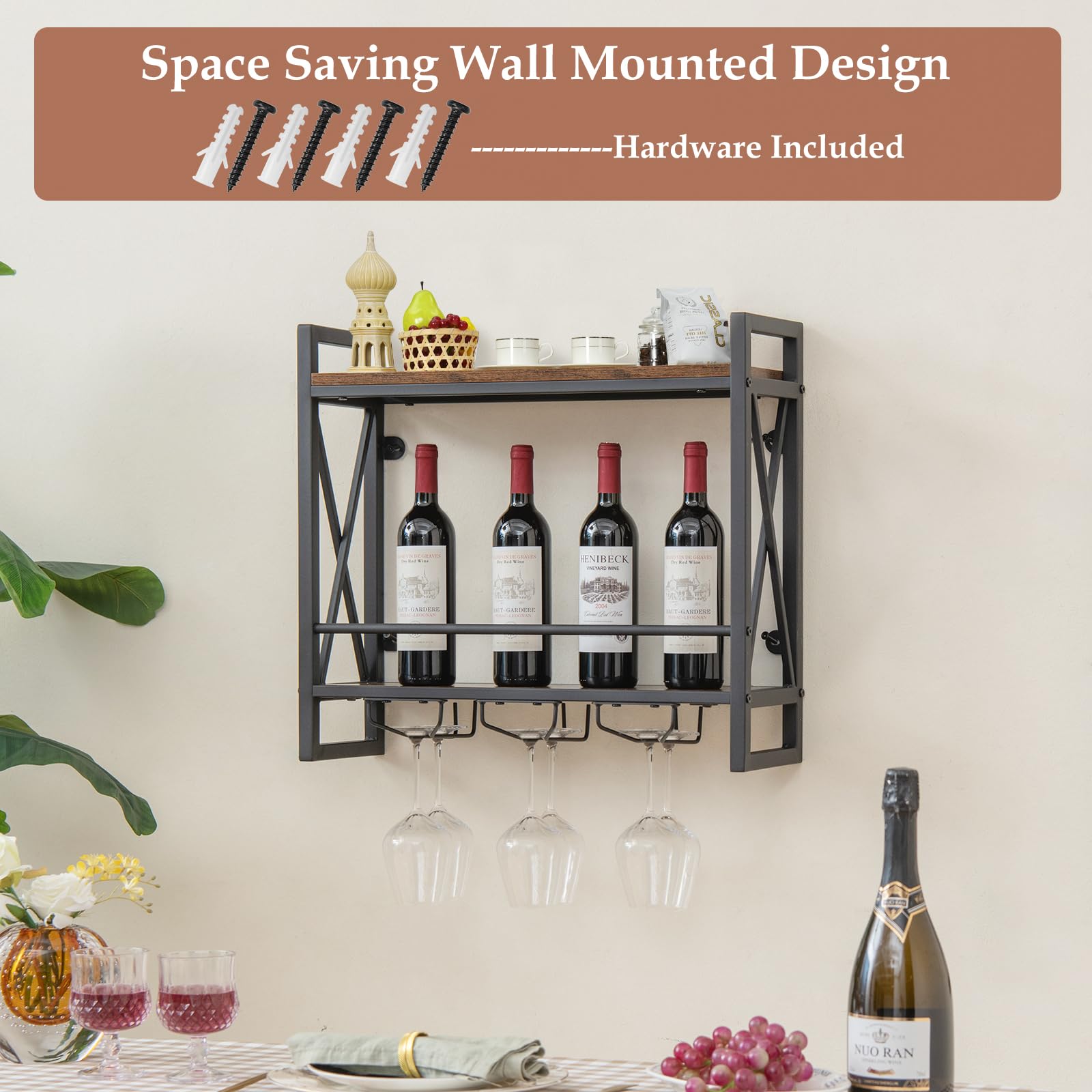 Giantex Industrial Wall Mounted Wine Rack