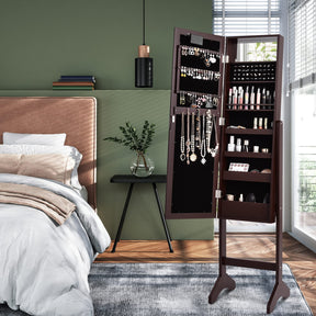 Giantex Jewelry Armoire w/Standing Full-Length Mirror, Large Storage Mirrored Jewelry Cabinet
