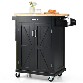 Giantex Kitchen Cart w/Rubber Wood Top