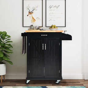 Giantex Kitchen Cart w/Rubber Wood Top