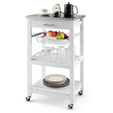 Giantex Kitchen Island on Wheels, Rolling Kitchen Cart with Stainless Steel Countertop