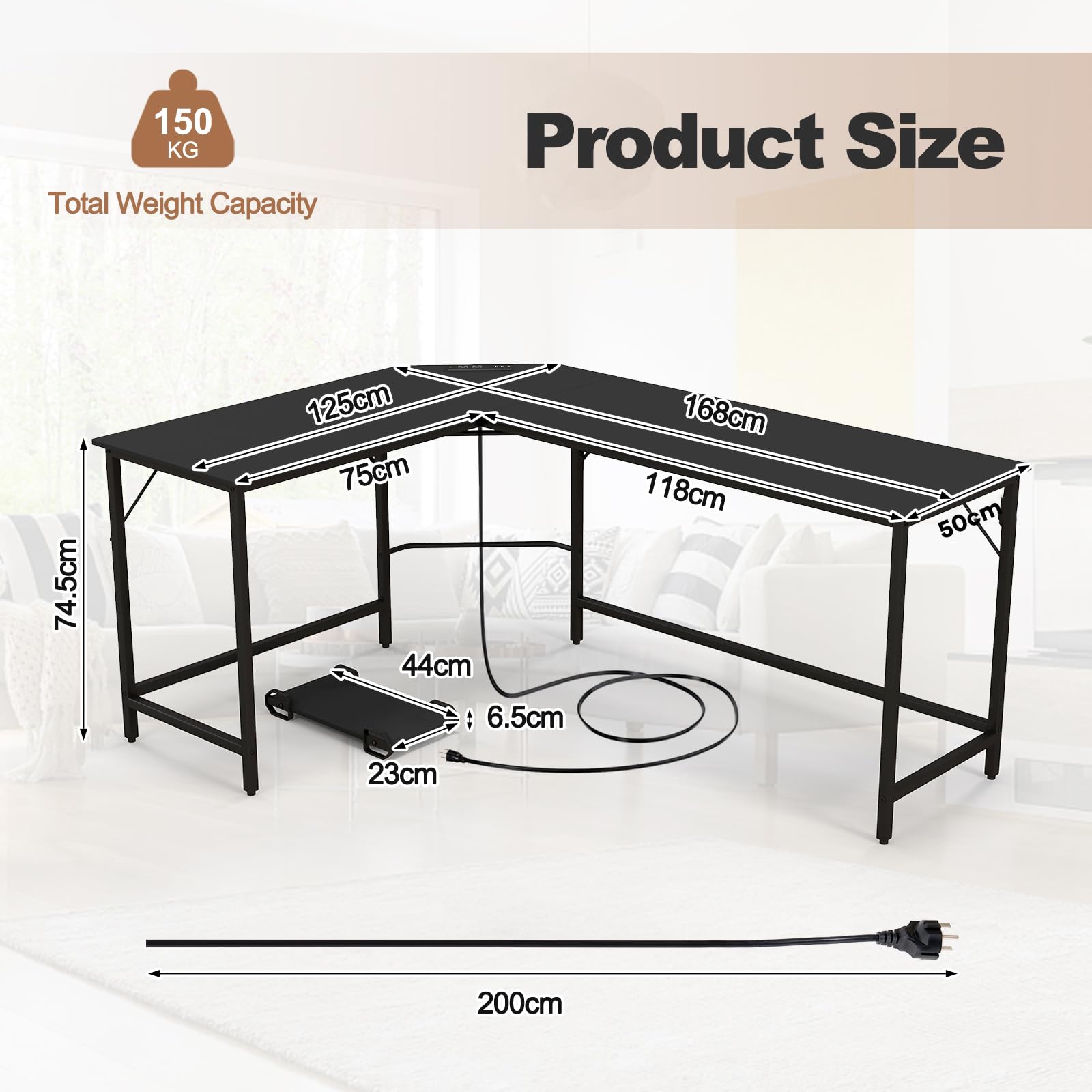 Giantex L-Shaped Desk with Power Outlet