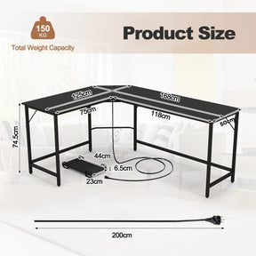 Giantex L-Shaped Desk with Power Outlet