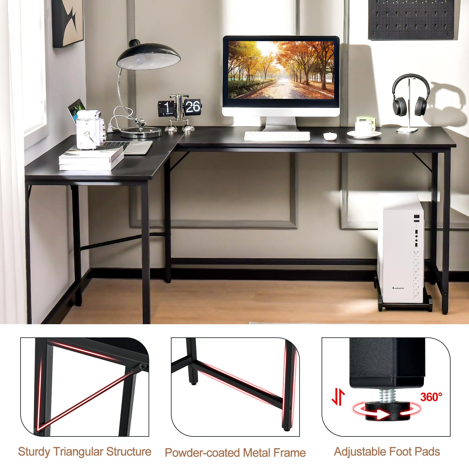 Giantex L-Shaped Desk with Power Outlet