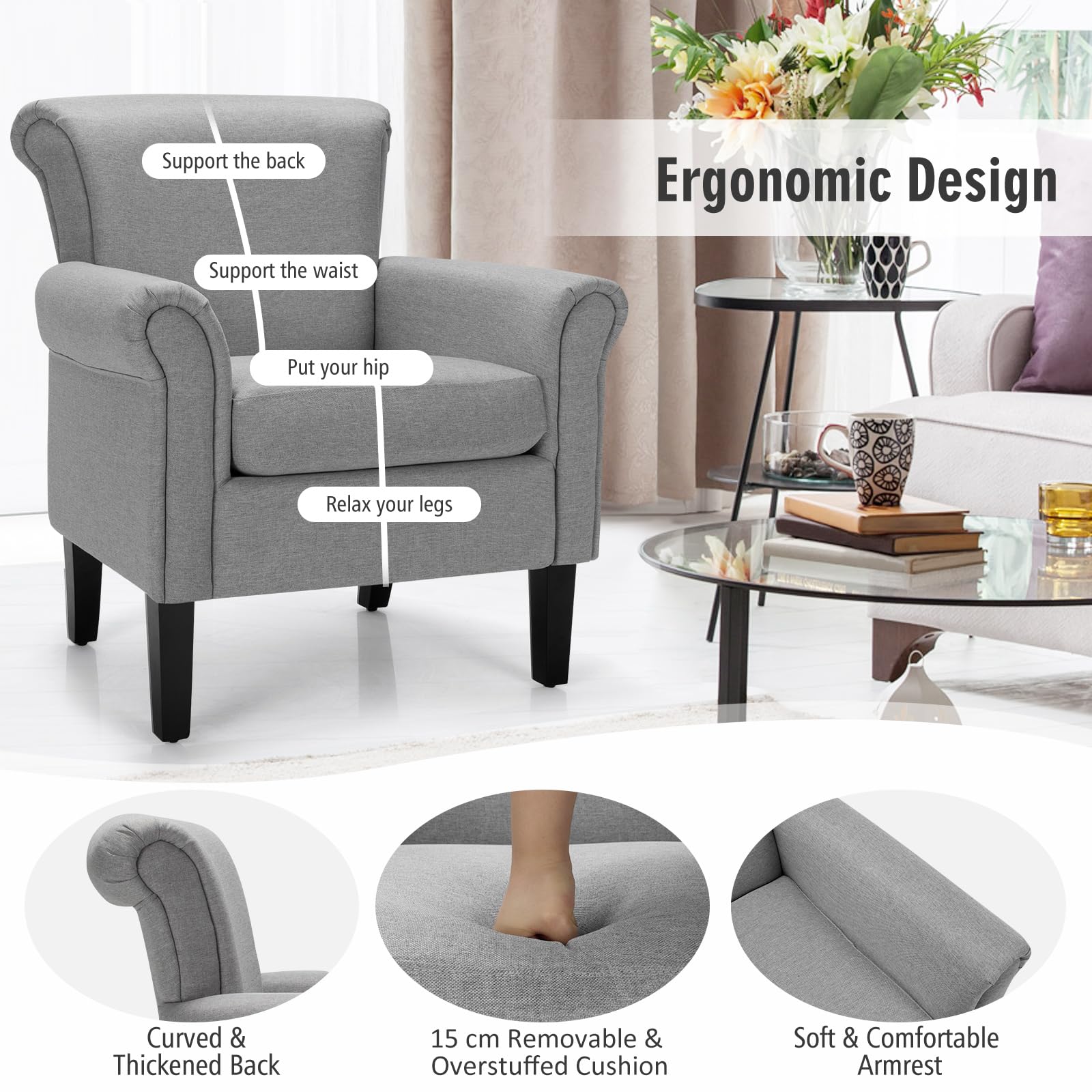 Giantex Modern Fabric Upholstery Accent Chair