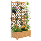 Giantex Raised Garden Bed with Trellis, Indoor & Outdoor Plant Container with Diamond Shaped Trellis