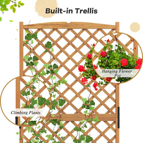 Giantex Raised Garden Bed with Trellis, Indoor & Outdoor Plant Container with Diamond Shaped Trellis
