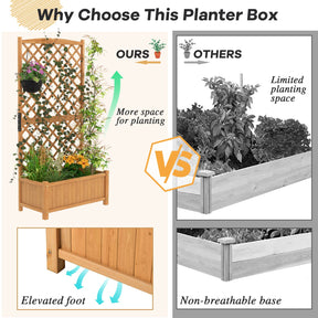 Giantex Raised Garden Bed with Trellis, Indoor & Outdoor Plant Container with Diamond Shaped Trellis