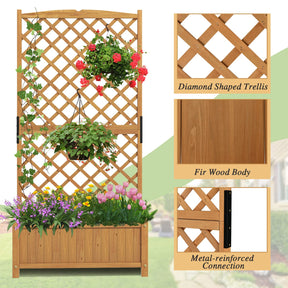 Giantex Raised Garden Bed with Trellis, Indoor & Outdoor Plant Container with Diamond Shaped Trellis