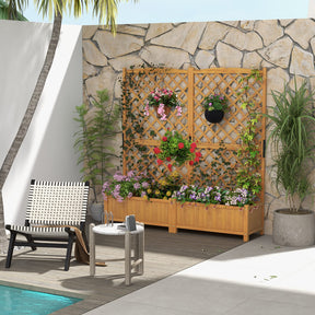 Giantex Raised Garden Bed with Trellis, Indoor & Outdoor Plant Container with Diamond Shaped Trellis