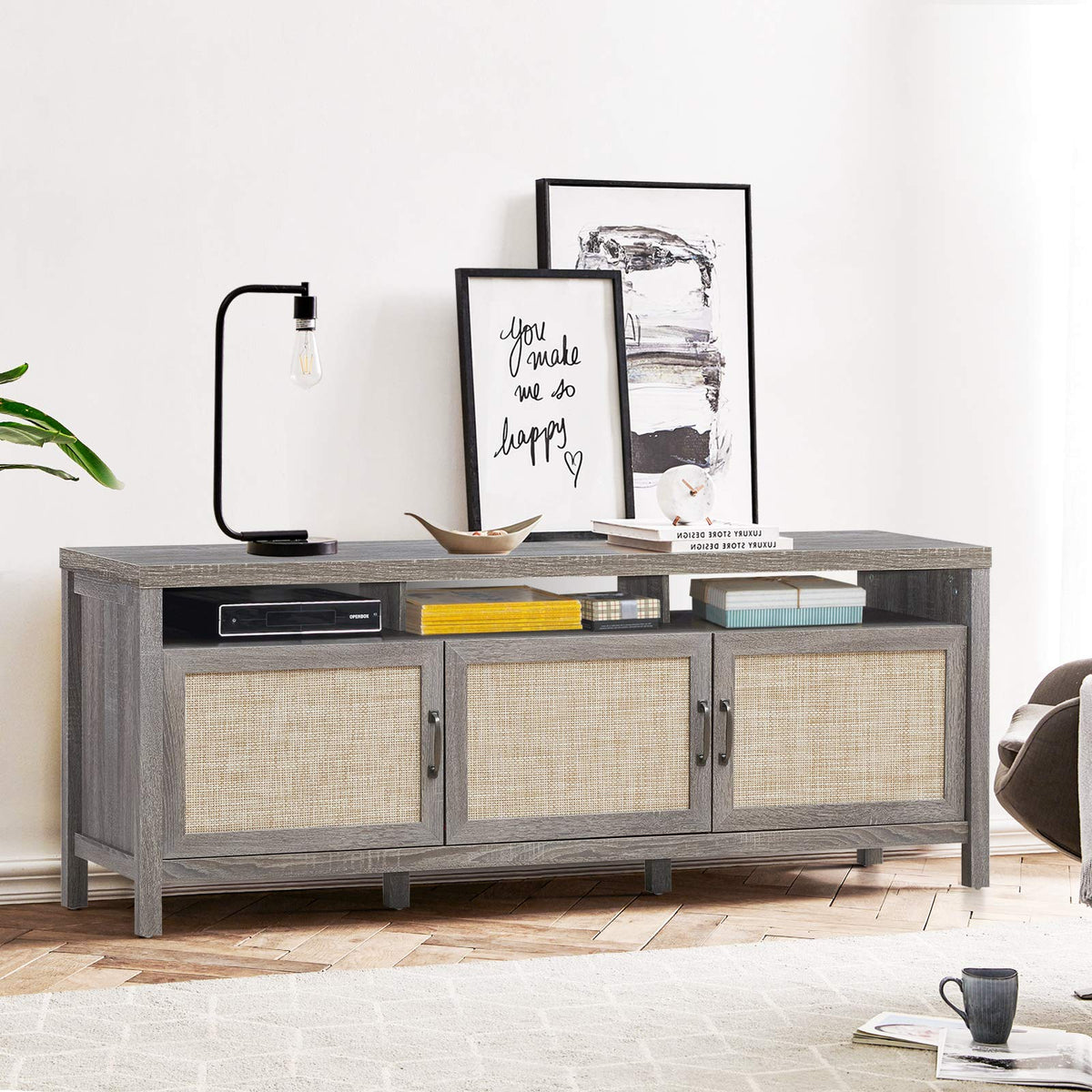 Giantex Rattan TV Stand for TVs up to 65 Inches