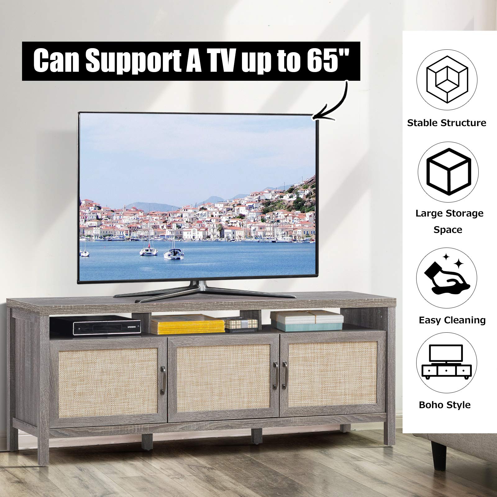 Giantex Rattan TV Stand for TVs up to 65 Inches