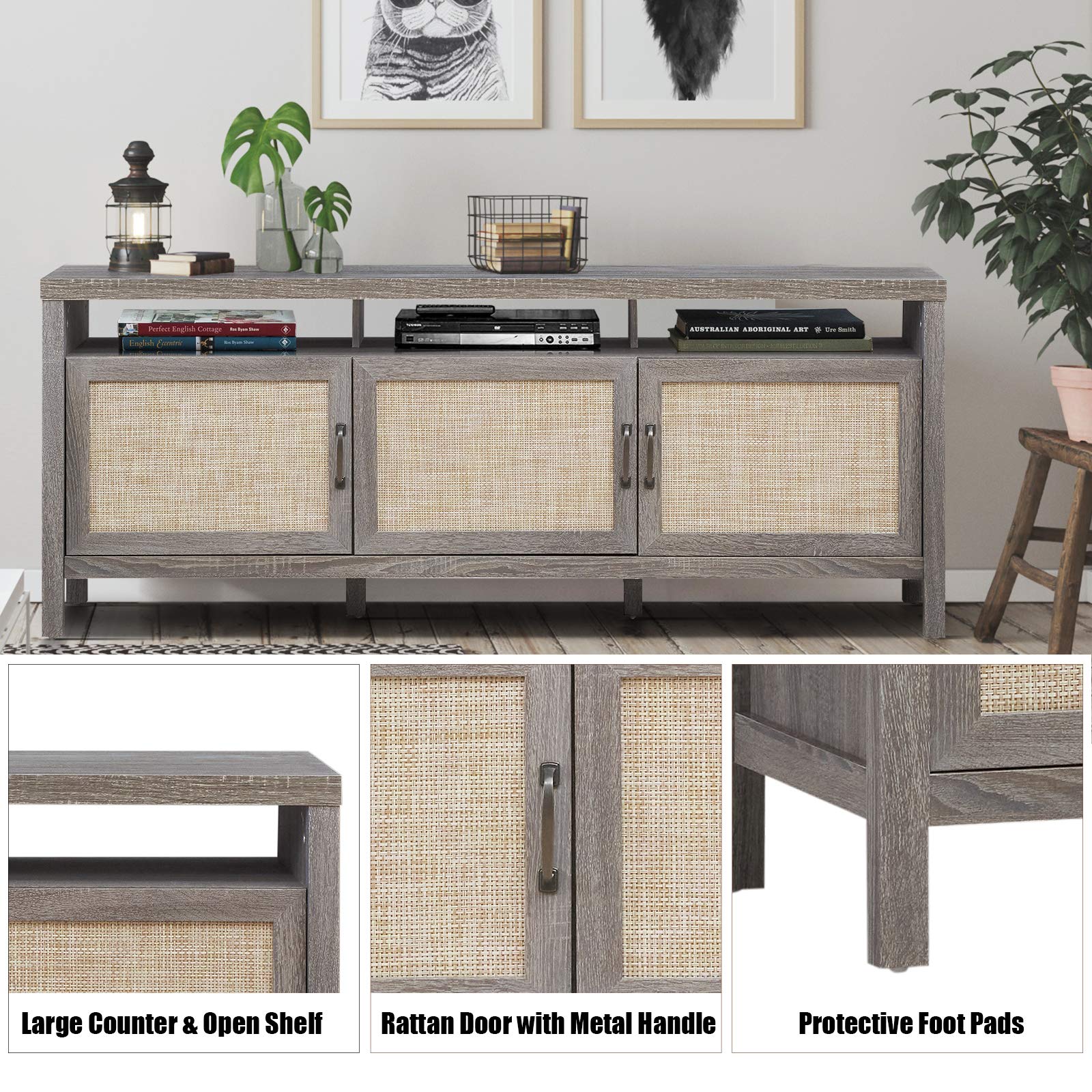 Giantex Rattan TV Stand for TVs up to 65 Inches