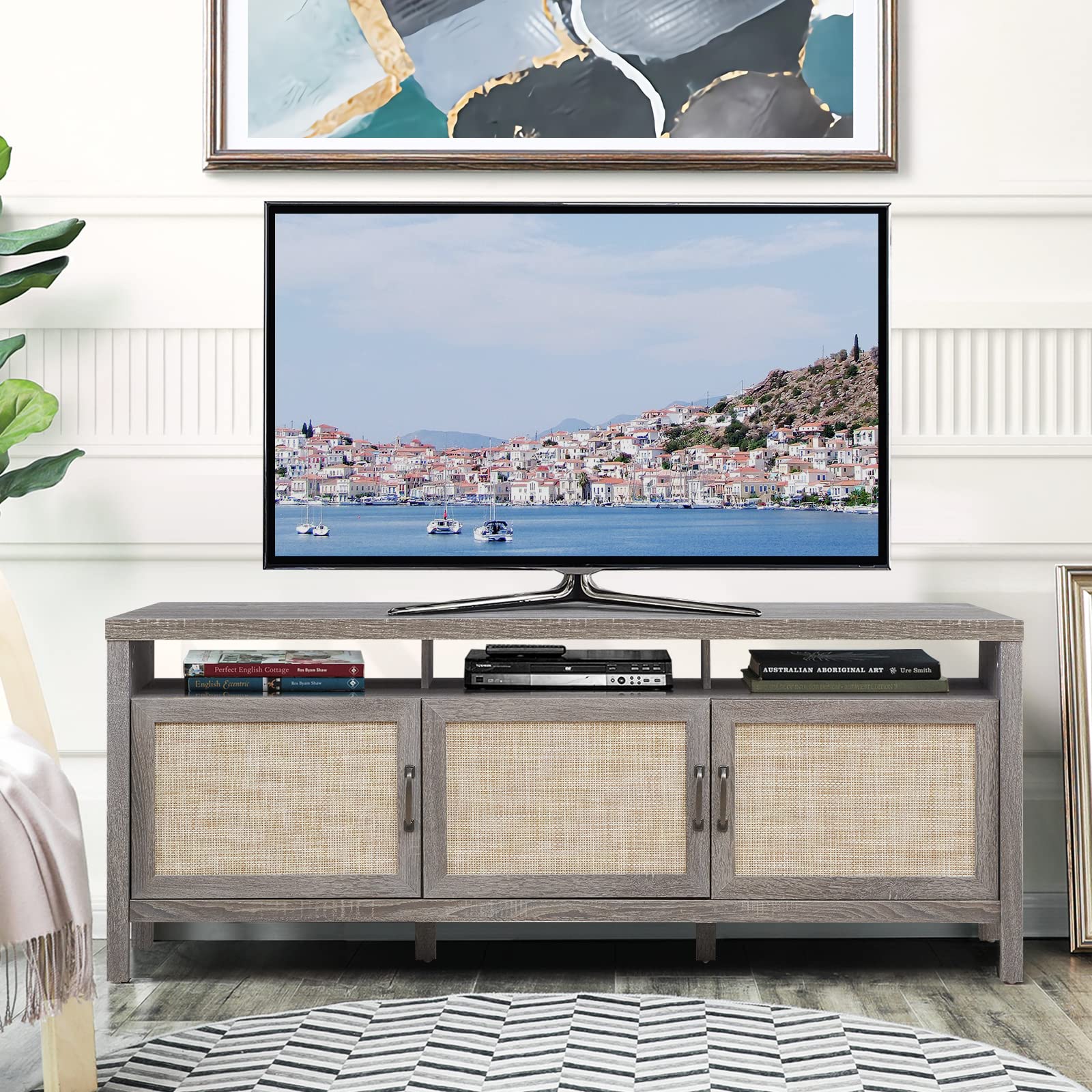 Giantex Rattan TV Stand for TVs up to 65 Inches