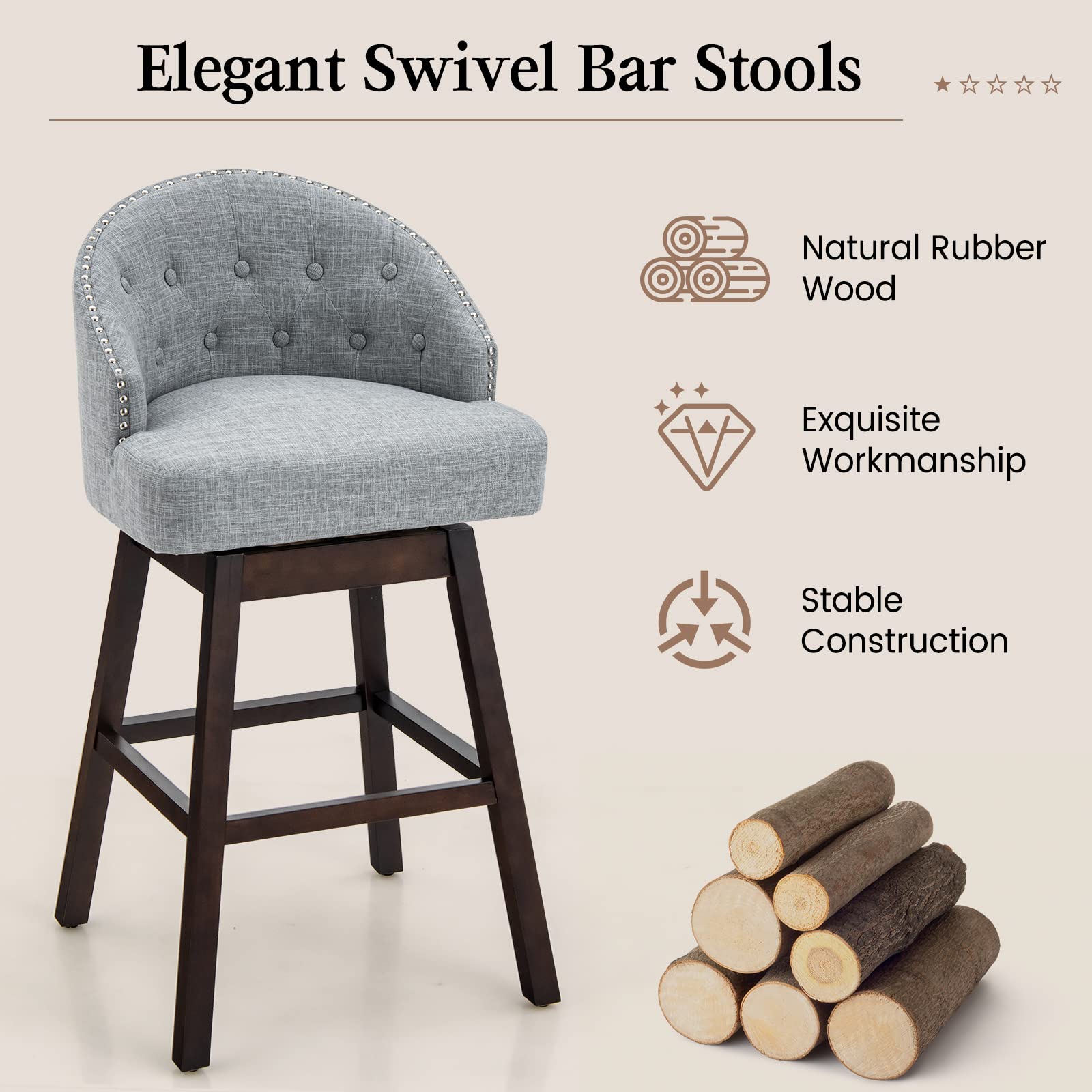 Giantex Set of 2 Bar Stools, Swivel Barstools