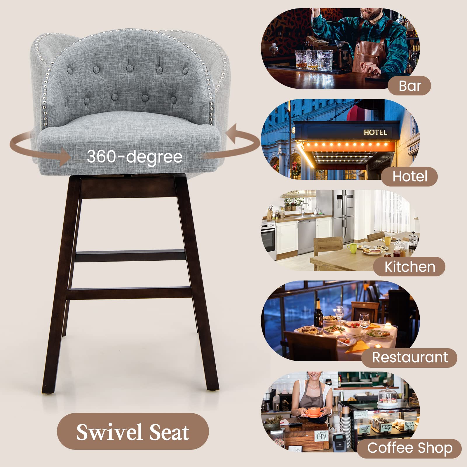Giantex Set of 2 Bar Stools, Swivel Barstools