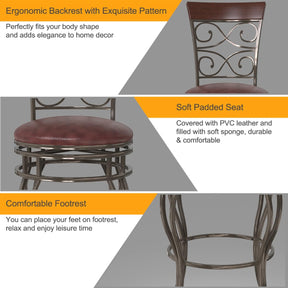 Giantex Set of 2PCS Retro Bar Stool, 360-degree Swivel
