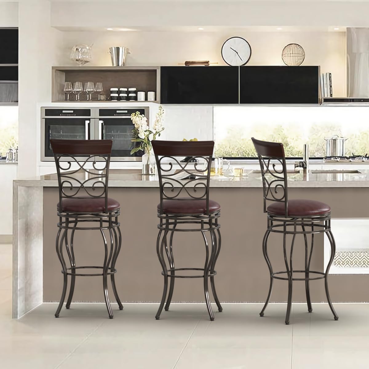 Giantex Set of 2PCS Retro Bar Stool, 360-degree Swivel