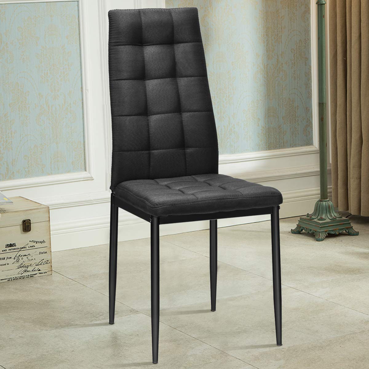 Giantex Set of 4 Dining Chairs, 4 PCS Armless Side Fabric Chairs