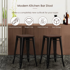 Giantex Set of 4 Metal Bar Stool, 65cm Counter Height Bar Stool