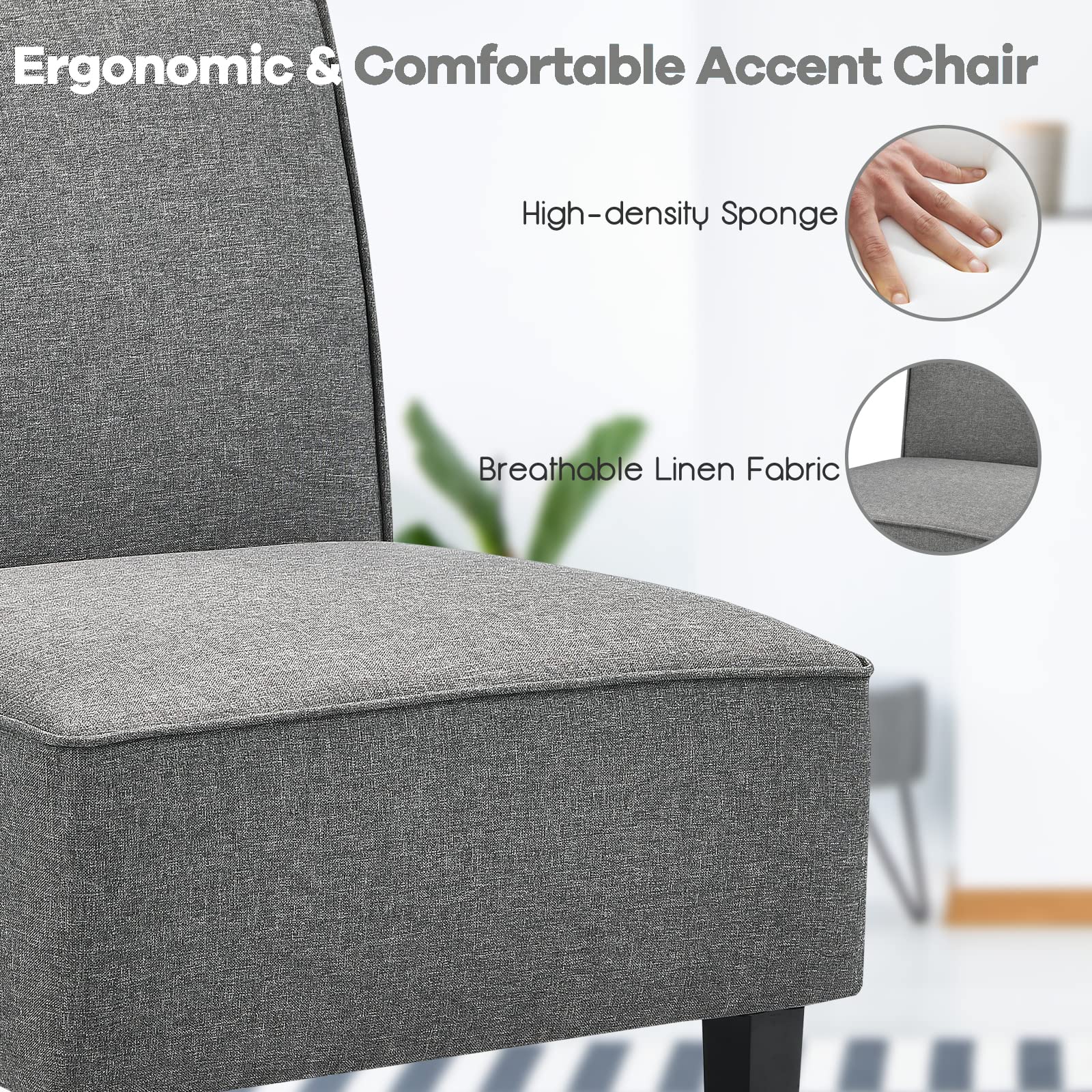 Giantex Upholstered Accent Chair, Linen Fabric Single Sofa Armless Chair
