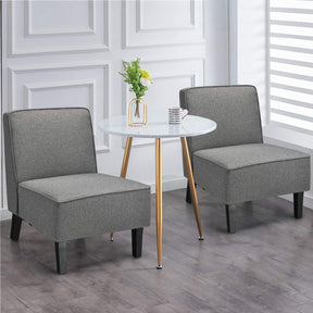 Giantex Upholstered Accent Chair, Linen Fabric Single Sofa Armless Chair