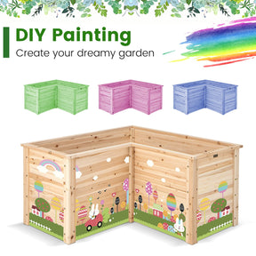 Giantex Wooden Raised Garden Bed, 62 CM Tall Outdoor Elevated Planter Box