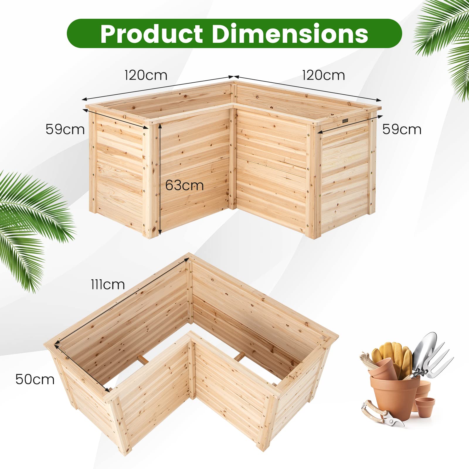 Giantex Wooden Raised Garden Bed, 62 CM Tall Outdoor Elevated Planter Box