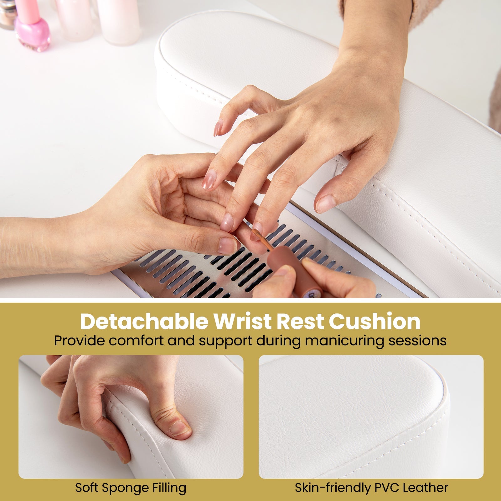 Manicure Table Nail Desk with Electric Dust Collector 3 Dust Bags
