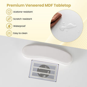 Manicure Table Nail Desk with Electric Dust Collector 3 Dust Bags