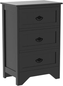 3 Drawers Nightstand, Accent Bedside End Table w/Vintage Handle, Anti-Toppling Device