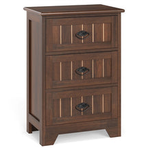 3 Drawers Nightstand, Accent Bedside End Table w/Vintage Handle, Anti-Toppling Device