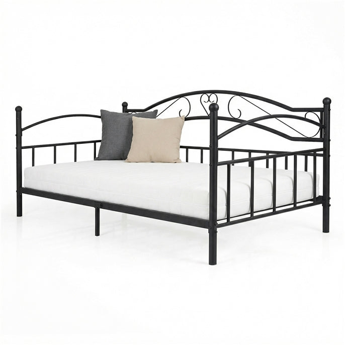 Metal Daybed Frame, 190 x 90 cm Sofa Bed with Classic Headboard