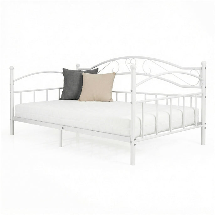 Metal Daybed Frame, 190 x 90 cm Sofa Bed with Classic Headboard