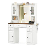 Vanity Desk with Mirror and Lights, Modern Dressing Table with Charging Station