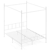 Canopy Bed Frame, Modern 4-Poster Platform Bed with Headboard & Under-bed Storage, Heavy-duty Mattress Foundation with Metal Slat Support, No Box Spring Needed, 190 x 92 cm, White/Black