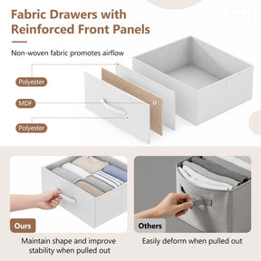 Nightstand with Charging Station, RGB LED Lights, 2 Fabric Drawers