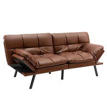 Convertible 3 Seater Sofa Bed, Memory Foam Futon Couch Bed w/Adjustable Backrest & Armrests