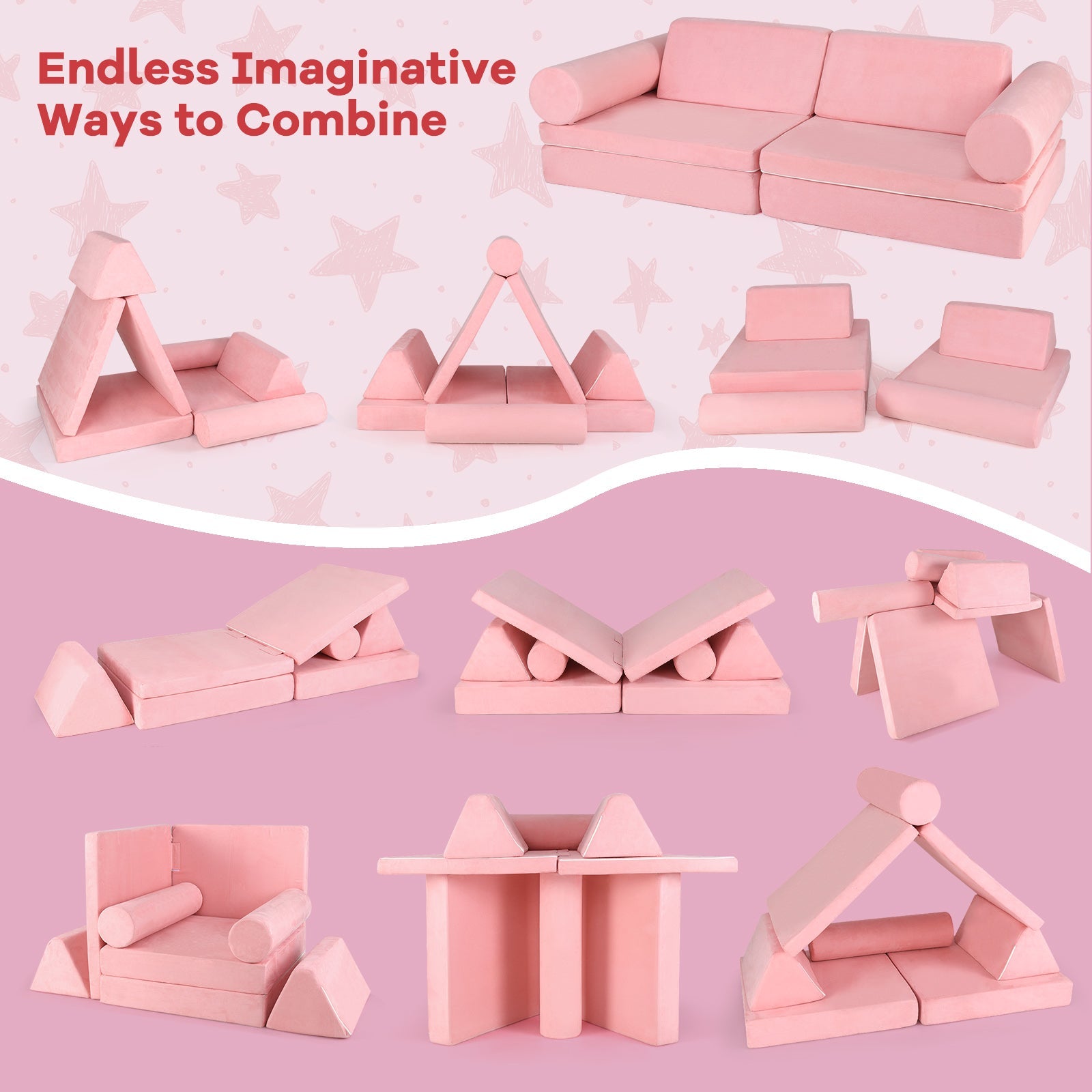 HONEY JOY 8 PCS Kids Play Couch
